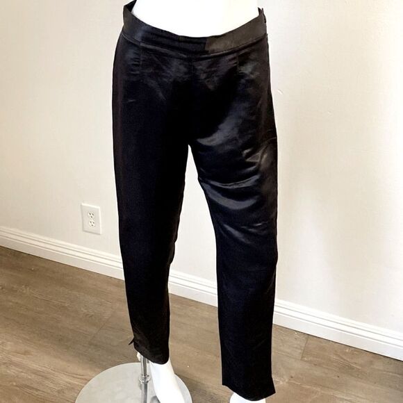 Vintage 90s Guess Collection Nylon Blend Straight Leg Black Dress Pant Trousers - Picture 2 of 6